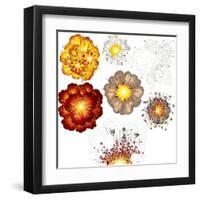 Explosions-Set of Various Illustrations-PILart-Framed Art Print