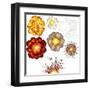 Explosions-Set of Various Illustrations-PILart-Framed Art Print