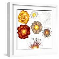 Explosions-Set of Various Illustrations-PILart-Framed Art Print