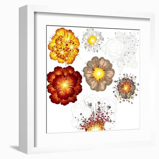 Explosions-Set of Various Illustrations-PILart-Framed Art Print