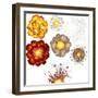 Explosions-Set of Various Illustrations-PILart-Framed Art Print