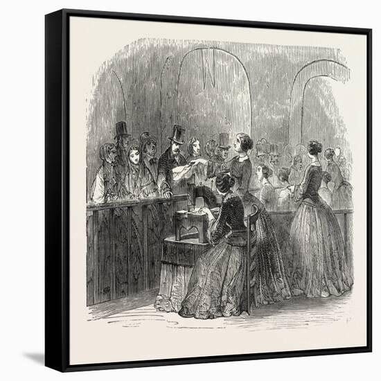 Expo 1855. Sewing Machine. Paris-null-Framed Stretched Canvas