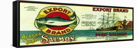 Export Salmon Can Label - Alaska-Lantern Press-Framed Stretched Canvas