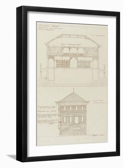 Exposition universelle de 1900 : restaurant roumain : coupe longitudinale et façade latérale-Jean-Camille Formigé-Framed Giclee Print