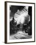 Express Locomotives Stabled in the Engine Sheds at Euston Station-null-Framed Art Print