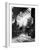 Express Locomotives Stabled in the Engine Sheds at Euston Station-null-Framed Art Print