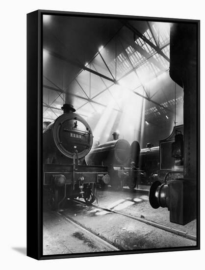 Express Locomotives Stabled in the Engine Sheds at Euston Station-null-Framed Stretched Canvas