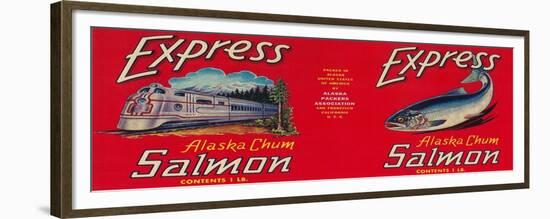 Express Salmon Can Label - San Francisco, CA-Lantern Press-Framed Premium Giclee Print