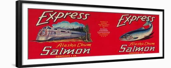 Express Salmon Can Label - San Francisco, CA-Lantern Press-Framed Premium Giclee Print