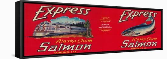Express Salmon Can Label - San Francisco, CA-Lantern Press-Framed Stretched Canvas