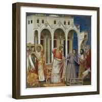 Expulsion of Merchants from Temple, Detail from Life and Passion of Christ, 1303-1305-Giotto di Bondone-Framed Giclee Print