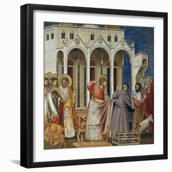 Expulsion of Merchants from Temple, Detail from Life and Passion of Christ, 1303-1305-Giotto di Bondone-Framed Giclee Print