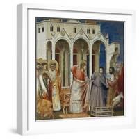 Expulsion of Merchants from Temple, Detail from Life and Passion of Christ, 1303-1305-Giotto di Bondone-Framed Giclee Print