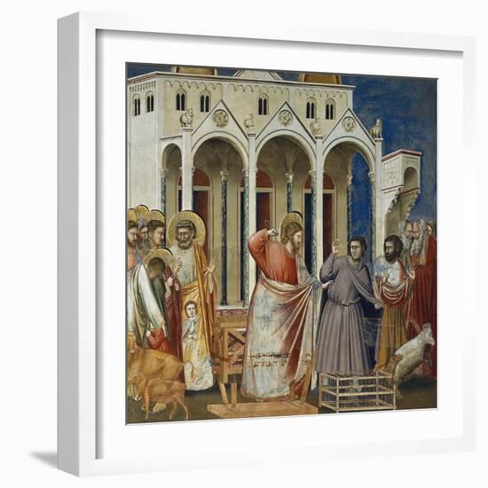 Expulsion of Merchants from Temple, Detail from Life and Passion of Christ, 1303-1305-Giotto di Bondone-Framed Giclee Print