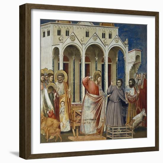 Expulsion of Merchants from Temple, Detail from Life and Passion of Christ, 1303-1305-Giotto di Bondone-Framed Giclee Print