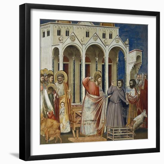 Expulsion of Merchants from Temple, Detail from Life and Passion of Christ, 1303-1305-Giotto di Bondone-Framed Giclee Print