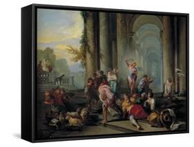 Expulsion of the Money Changers-Giovanni Paolo Pannini-Framed Stretched Canvas