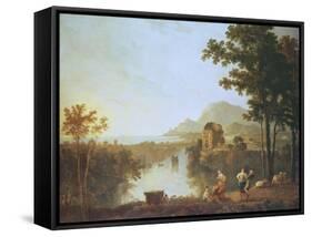 Extensive Coastal Landscape at Evening-Richard Wilson-Framed Stretched Canvas