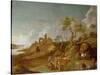 Extensive Hilly Landscape with Cattle, Sheep and Goats-Potter-Stretched Canvas