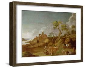 Extensive Hilly Landscape with Cattle, Sheep and Goats-Potter-Framed Giclee Print