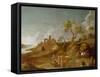 Extensive Hilly Landscape with Cattle, Sheep and Goats-Potter-Framed Stretched Canvas