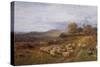 Extensive Landscape with a Shepherd and his Flock of Sheep, Surrey-George Shalders-Stretched Canvas