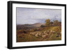 Extensive Landscape with a Shepherd and his Flock of Sheep, Surrey-George Shalders-Framed Giclee Print