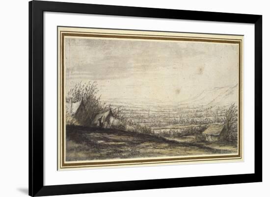 Extensive Landscape with Cottage and Cattle (Black Chalk, Grey and Yellow Wash)-Aelbert Cuyp-Framed Giclee Print