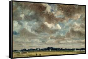 Extensive Landscape with Grey Clouds, C.1821 (Oil on Paper on Canvas)-John Constable-Framed Stretched Canvas