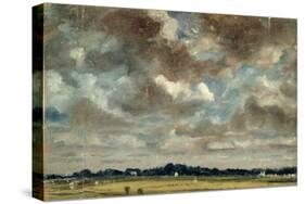Extensive Landscape with Grey Clouds, C.1821 (Oil on Paper on Canvas)-John Constable-Stretched Canvas