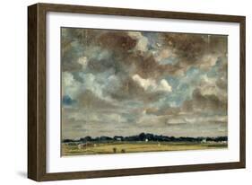 Extensive Landscape with Grey Clouds, C.1821 (Oil on Paper on Canvas)-John Constable-Framed Giclee Print