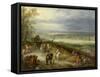 Extensive Landscape with Travellers on a Country Road, C.1608-10-Jan Brueghel the Elder-Framed Stretched Canvas