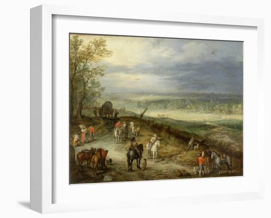 Extensive Landscape with Travellers on a Country Road, C.1608-10-Jan Brueghel the Elder-Framed Giclee Print