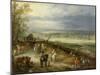 Extensive Landscape with Travellers on a Country Road, C.1608-10-Jan Brueghel the Elder-Mounted Giclee Print