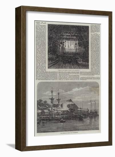 Exterior and Interior of the Theatre at Macao-Eduard Hildebrandt-Framed Giclee Print