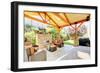 Exterior Covered Patio with Fireplace and Furniture-Iriana Shiyan-Framed Photographic Print