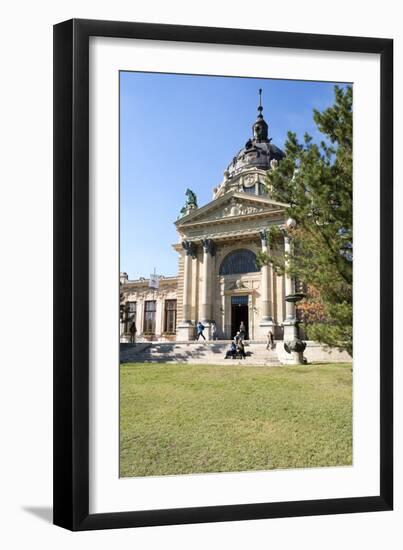 Exterior Facade with Columns and Sculptures of the Famed Szechenhu Thermal Bath House-Kimberly Walker-Framed Premium Photographic Print