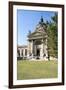 Exterior Facade with Columns and Sculptures of the Famed Szechenhu Thermal Bath House-Kimberly Walker-Framed Photographic Print