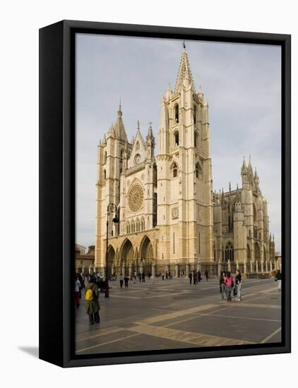 Exterior from the Southwest of the Cathedral, Leon, Castilla Y Leon, Spain, Europe-Nick Servian-Framed Stretched Canvas