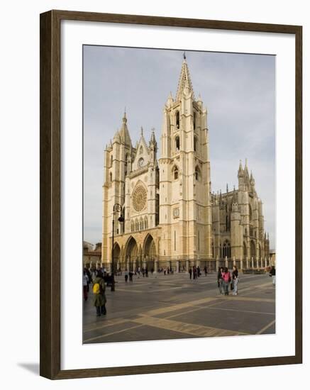 Exterior from the Southwest of the Cathedral, Leon, Castilla Y Leon, Spain, Europe-Nick Servian-Framed Photographic Print