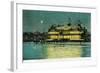 Exterior Night View of the Neptune Casino and Beach - Santa Cruz, CA-Lantern Press-Framed Art Print