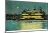 Exterior Night View of the Neptune Casino and Beach - Santa Cruz, CA-Lantern Press-Mounted Art Print