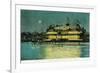 Exterior Night View of the Neptune Casino and Beach - Santa Cruz, CA-Lantern Press-Framed Premium Giclee Print