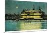 Exterior Night View of the Neptune Casino and Beach - Santa Cruz, CA-Lantern Press-Mounted Premium Giclee Print