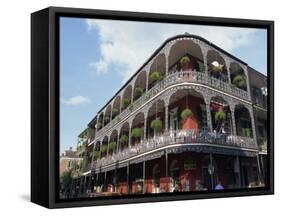 Exterior of a Building with Balconies, French Quarter Architecture, New Orleans, Louisiana, USA-Alison Wright-Framed Stretched Canvas