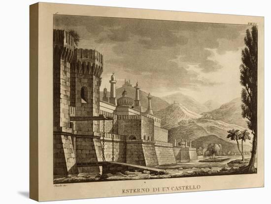 Exterior of a Castle, Set Design for Act I of 'Ricciardo and Zoraide'-null-Stretched Canvas