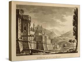 Exterior of a Castle, Set Design for Act I of 'Ricciardo and Zoraide'-null-Stretched Canvas