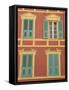 Exterior of a Formal Fa�e with Blue Shutters and Orange Walls, Ajaccio, Corsica, France-Thouvenin Guy-Framed Stretched Canvas