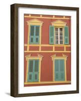 Exterior of a Formal Fa�e with Blue Shutters and Orange Walls, Ajaccio, Corsica, France-Thouvenin Guy-Framed Photographic Print