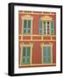 Exterior of a Formal Fa�e with Blue Shutters and Orange Walls, Ajaccio, Corsica, France-Thouvenin Guy-Framed Photographic Print